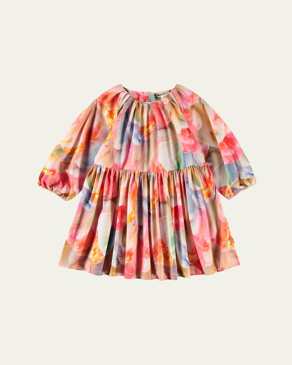 Girl's Ciera Long-Sleeve Floral Cotton Dress, Size 7-12